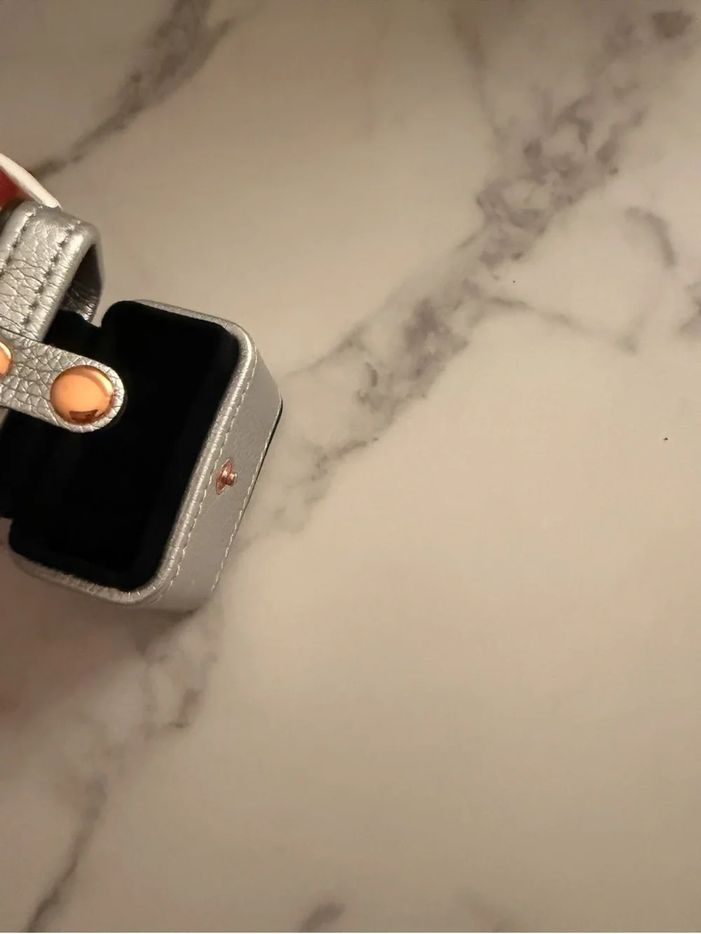 Pandora Compact Silver Jewelry Travel Case with Rose Gold Snap